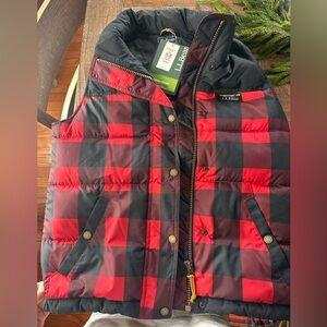 L.L. Bean Mountain Classic Down Vest in Rich Red Plaid